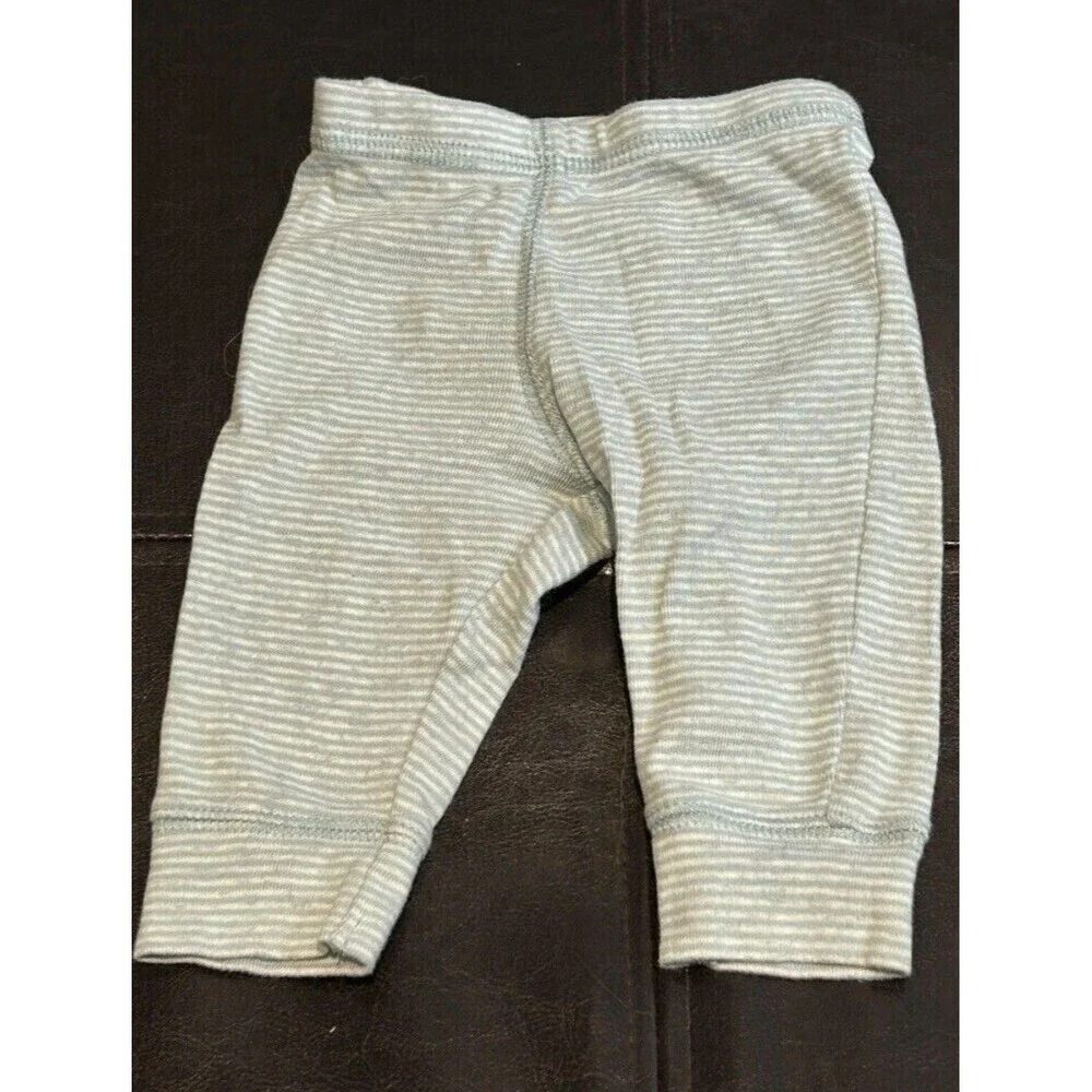 Carter’s 3 Month Baby  Joggers Green Striped with Cloud on the Booty